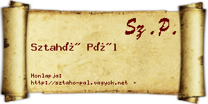 Sztahó Pál névjegykártya